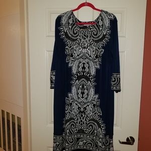 3X Navy Blue / Black Ikat Dress w/ scoop neckline